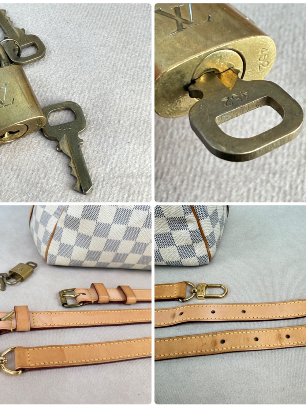 Louis Vuitton Speedy Bandoulière 30 Damier Azur Crossbody Bag w/ Strap & Lock - Picture 13 of 16